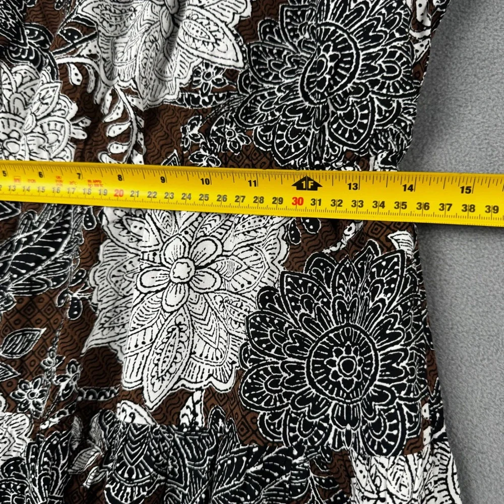New Loft Brown White Floral Paisley Halter Maxi Dress Size 4 Boho‎ Summer V-Neck